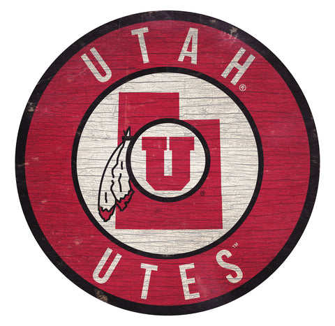 ~Utah Utes Sign Wood 12" Round State Design - Special Order~ backorder