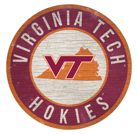 ~Virginia Tech Hokies Sign Wood 12" Round State Design - Special Order~ backorder