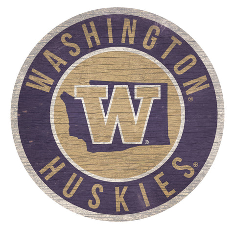 ~Washington Huskies Sign Wood 12" Round State Design - Special Order~ backorder