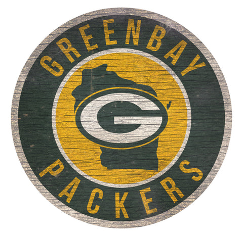 ~Green Bay Packers Sign Wood 12" Round State Design~ backorder