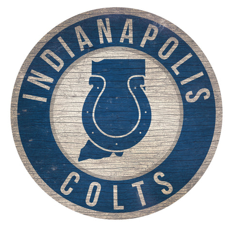 Indianapolis Colts Sign Wood 12" Round State Design