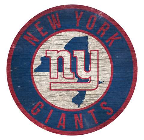 New York Giants Sign Wood 12" Round State Design