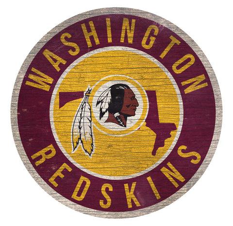 Washington Redskins Sign Wood 12" Round State Design