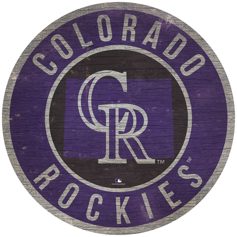 Colorado Rockies Sign Wood 12" Round State Design Special Order