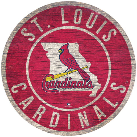 St. Louis Cardinals Sign Wood 12" Round State Design