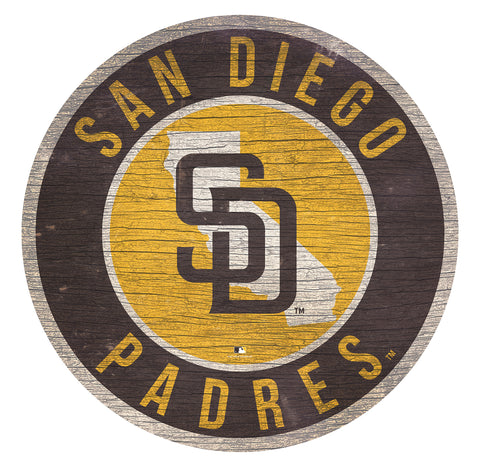San Diego Padres Sign Wood 12" Round State Design