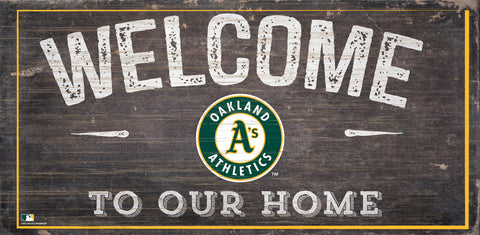 ~Oakland Athletics Sign Wood 6x12 Welcome To Our Home Design - Special Order~ backorder