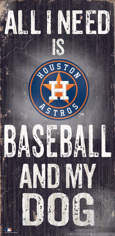 Houston Astros Sign Wood 6x12 Baseball and Dog Design