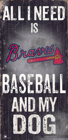Atlanta Braves Sign Wood 6x12 Baseball and Dog Design