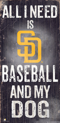 San Diego Padres Sign Wood 6x12 Baseball and Dog Design