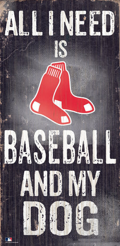 Boston Red Sox Sign Wood 6x12 Baseball and Dog Design