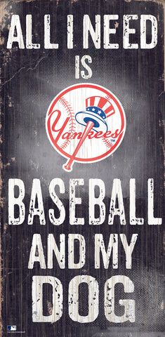 New York Yankees Sign Wood 6x12 Baseball and Dog Design