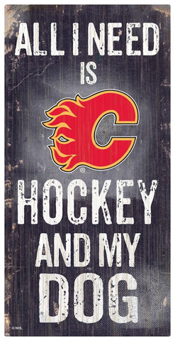 ~Calgary Flames Sign Wood 6x12 Hockey and Dog Design Special Order~ backorder