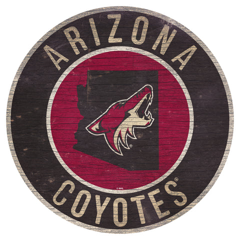 ~Arizona Coyotes Sign Wood 12" Round State Design Special Order~ backorder