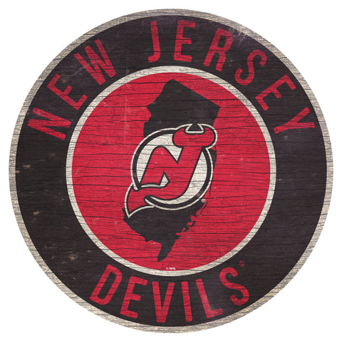 ~New Jersey Devils Sign Wood 12" Round State Design Special Order~ backorder