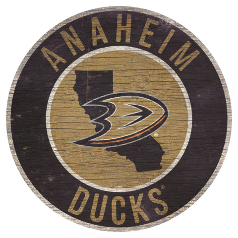 ~Anaheim Ducks Sign Wood 12" Round State Design Special Order~ backorder