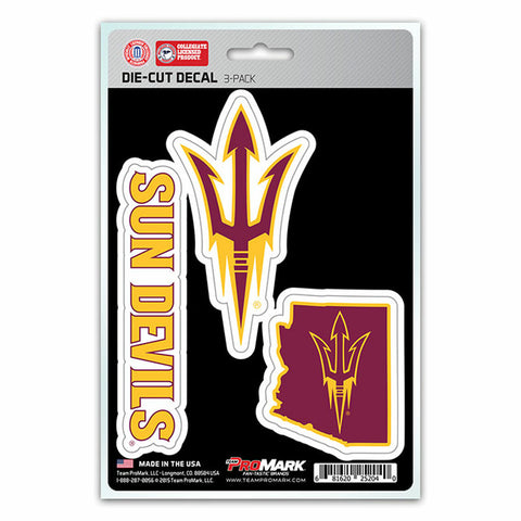 Arizona State Sun Devils Decal Die Cut Team 3 Pack