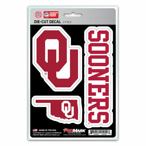 ~Oklahoma Sooners Decal Die Cut Team 3 Pack~ backorder