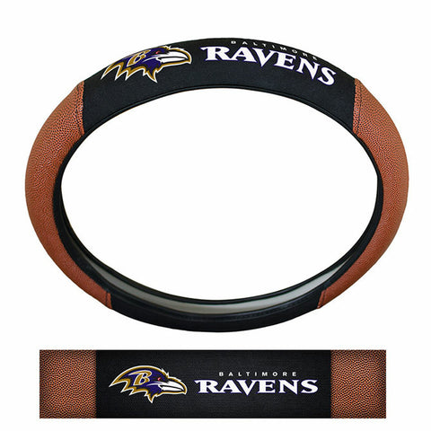 Baltimore Ravens Steering Wheel Cover Premium Pigskin Style - Special Order