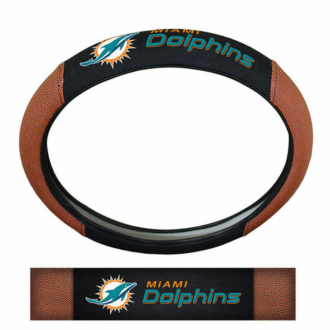 ~Miami Dolphins Steering Wheel Cover Premium Pigskin Style - Special Order~ backorder