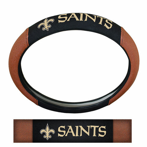 New Orleans Saints Steering Wheel Cover Premium Pigskin Style