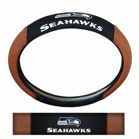 ~Seattle Seahawks Steering Wheel Cover Premium Pigskin Style - Special Order~ backorder