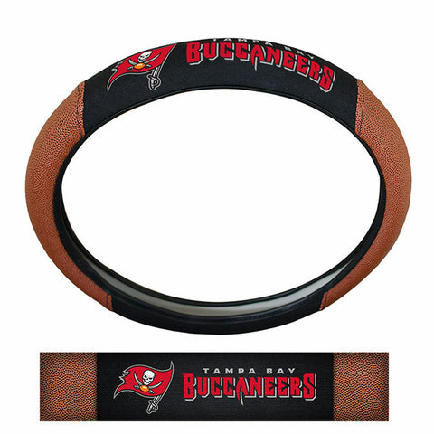 Tampa Bay Buccaneers Steering Wheel Cover Premium Pigskin Style - Special Order