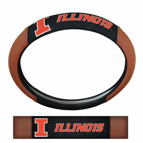 ~Illinois Fighting Illini Steering Wheel Cover - Premium Pigskin - Special Order~ backorder