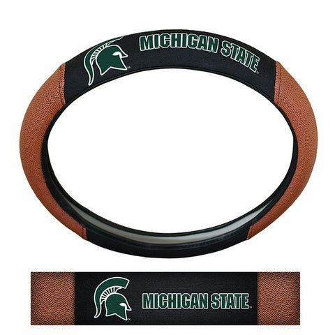 ~Michigan State Spartans Steering Wheel Cover Premium Pigskin Style - Special Order~ backorder