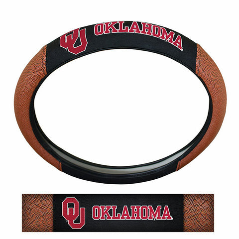 ~Oklahoma Sooners Steering Wheel Cover Premium Pigskin Style - Special Order~ backorder