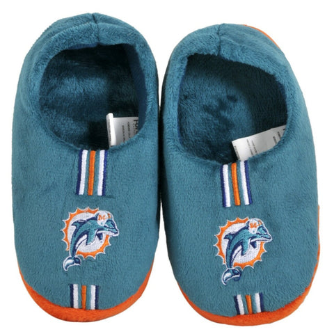 ~Miami Dolphins Slippers - Youth 4-7 Stripe (12 pc case) CO~ backorder
