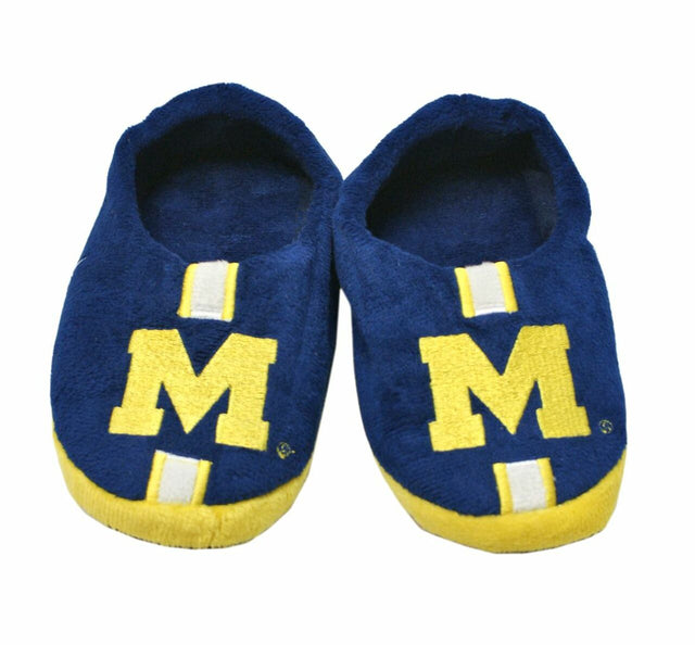 Pantuflas de los Michigan Wolverines, para jóvenes, talla 4 a 7, a rayas (caja de 12 unidades) CO