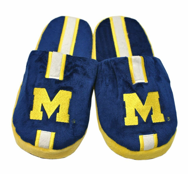 Pantuflas de los Michigan Wolverines, para jóvenes, talla 8 a 16, a rayas (caja de 12 unidades) CO