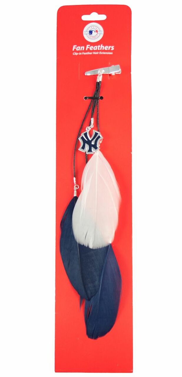 Pinza para el pelo con plumas de colores del equipo de los Yankees de Nueva York