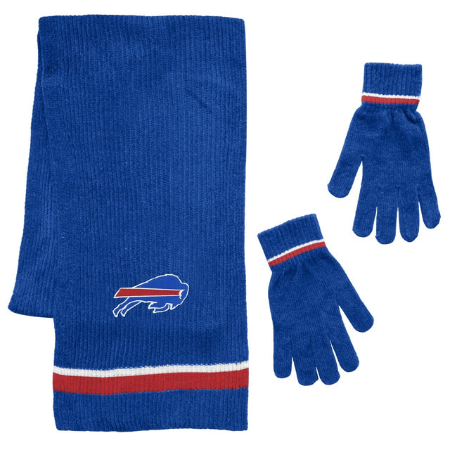 Juego de regalo de guantes y bufanda de chenilla de los Buffalo Bills