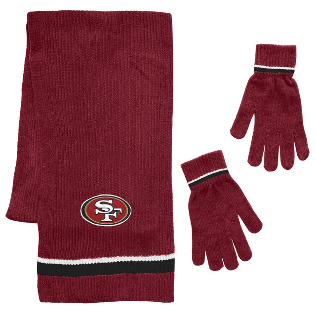 Set de regalo de bufanda y guantes de chenilla de los San Francisco 49ers