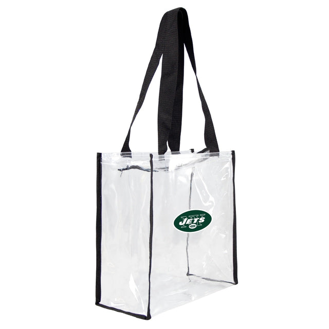 Bolsa de mano cuadrada transparente con logo del estadio de los New York Jets