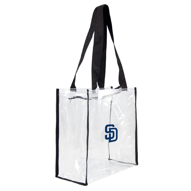 Bolsa de mano cuadrada transparente con logo del estadio de los Padres de San Diego