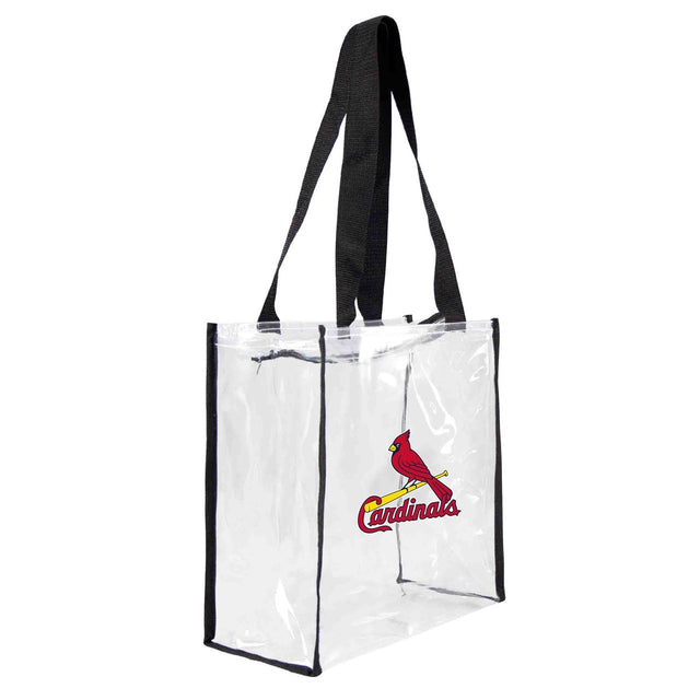 Bolsa de mano cuadrada transparente con logo del estadio de los St. Louis Cardinals