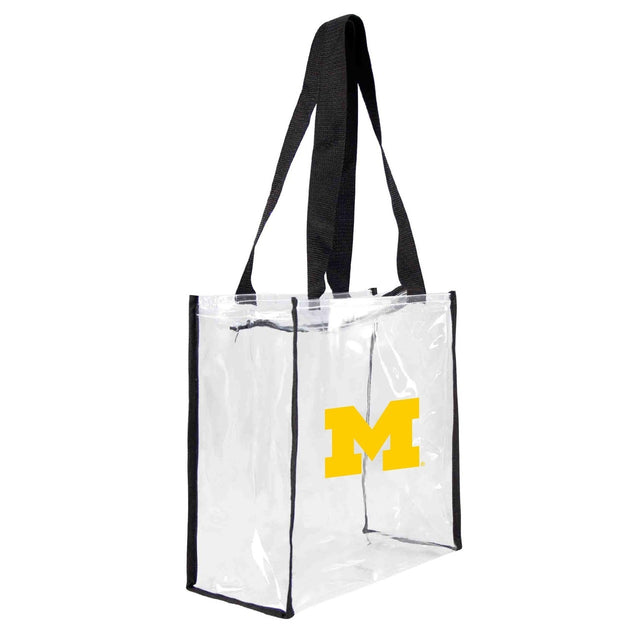 Bolsa de mano cuadrada transparente con el logo del estadio de los Wolverines de Michigan