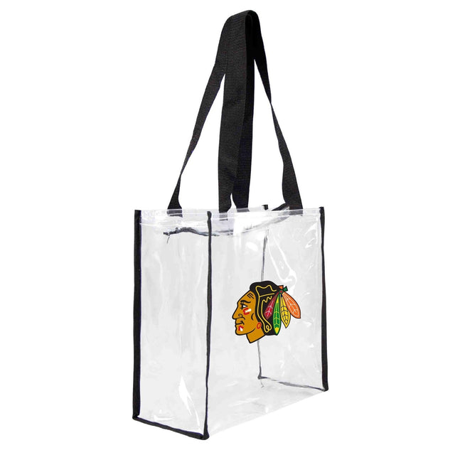 Bolsa de mano cuadrada transparente con logo del estadio de los Chicago Blackhawks