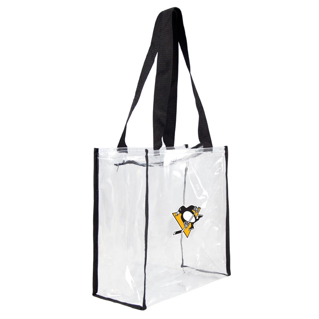 Bolsa de mano cuadrada transparente con logo del estadio de los Pittsburgh Penguins