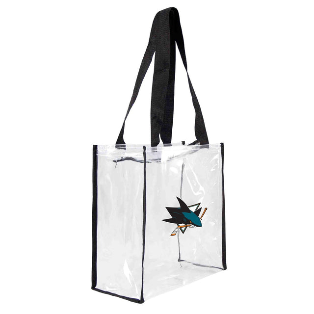 Bolsa de mano cuadrada transparente con logo del estadio de los San Jose Sharks