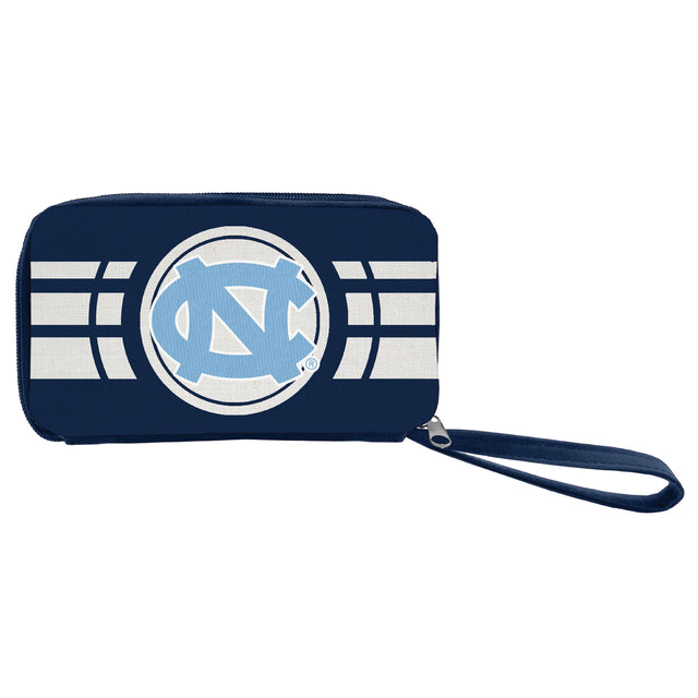 Cartera con cremallera ondulada de los Tar Heels de Carolina del Norte