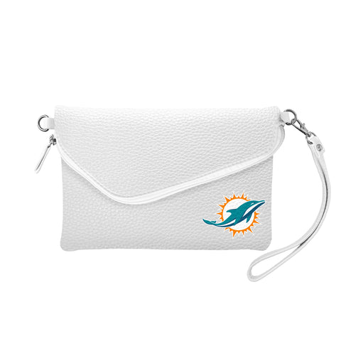 ~Miami Dolphins Purse Pebble Fold Over Crossbody White - Special Order~ backorder