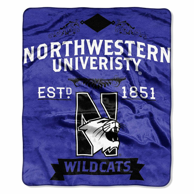 Manta Northwestern Wildcats 50x60 Diseño de etiqueta Raschel