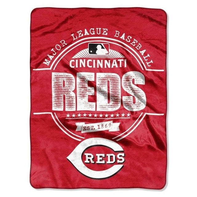 Manta de los Cincinnati Reds de 46 x 60 con diseño de estructura Raschel enrollada