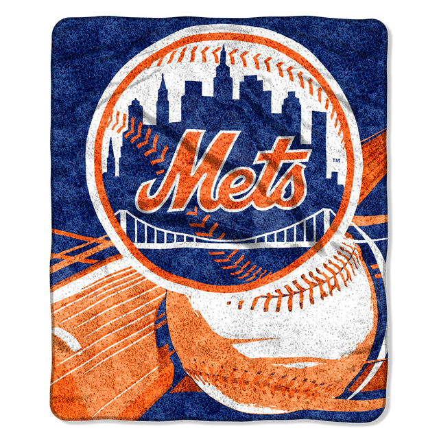 New York Mets Blanket 50x60 Sherpa Big Stick Design