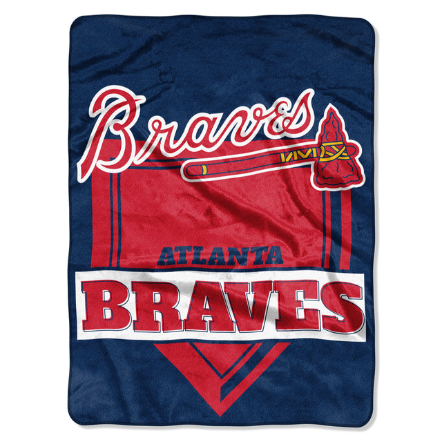 Atlanta Braves Blanket 60x80 Raschel Home Plate Design