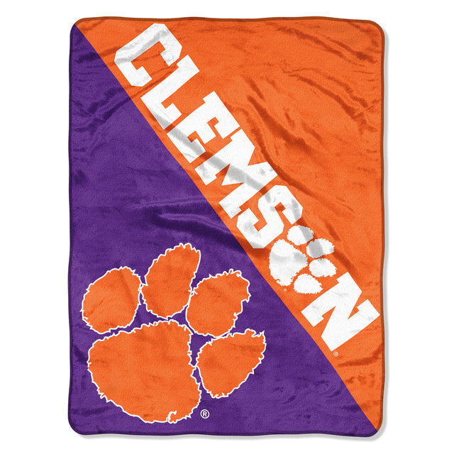 Clemson Tigers Blanket 46x60 Micro Raschel Halftone Design Rolled